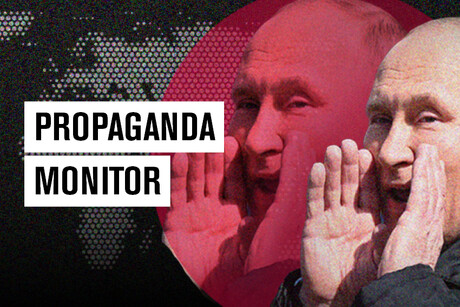 Überschrift Propaganda Monitor mit Putin